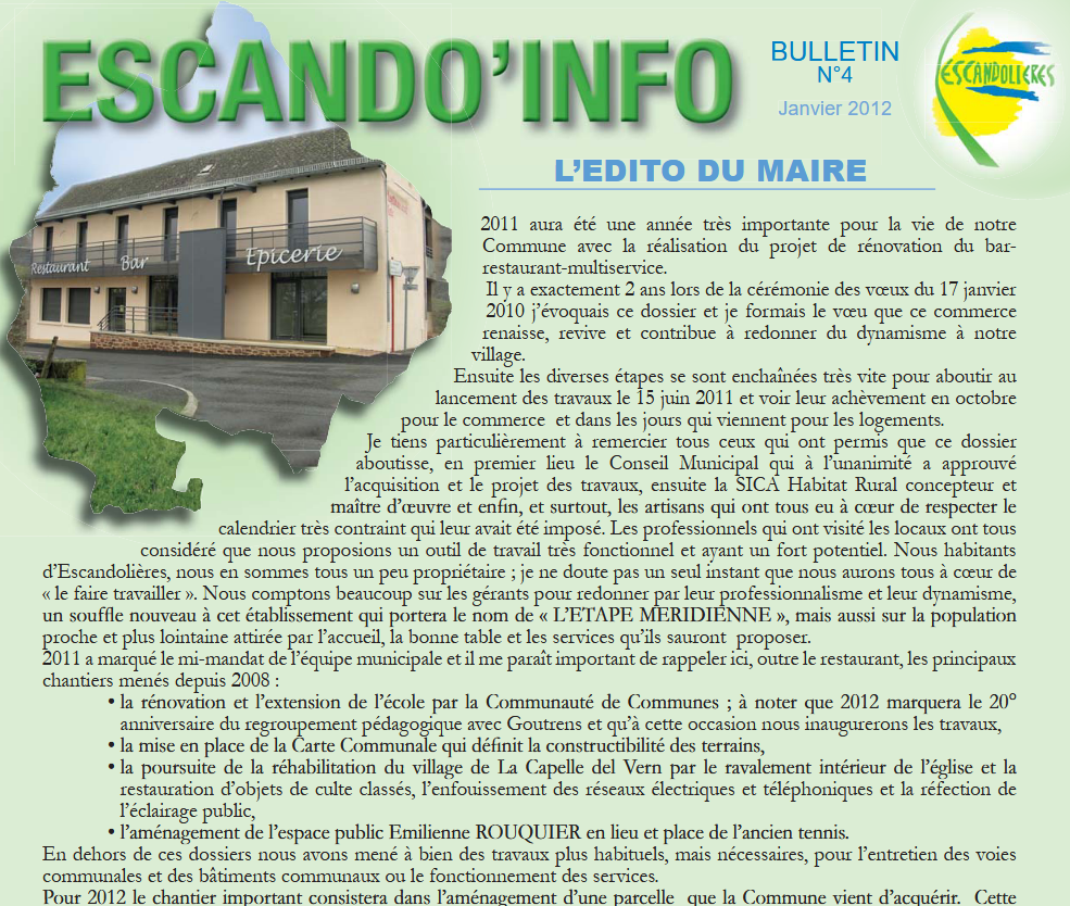 Bulletin municipal Escandolieres 2012