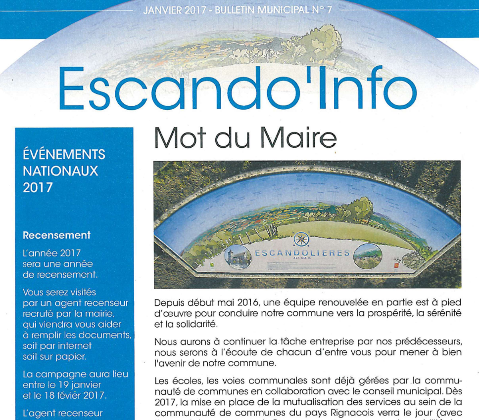 Bulletin municipal Escandolieres 2017